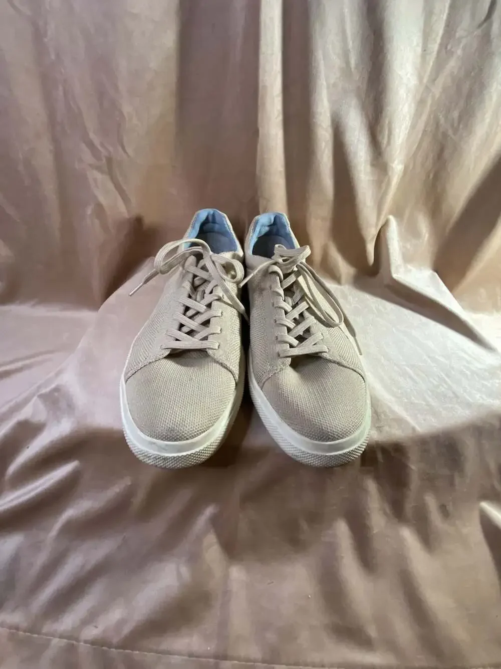 Rothy's RS02 Lace-Up Low Top Knit Sneakers in Beige